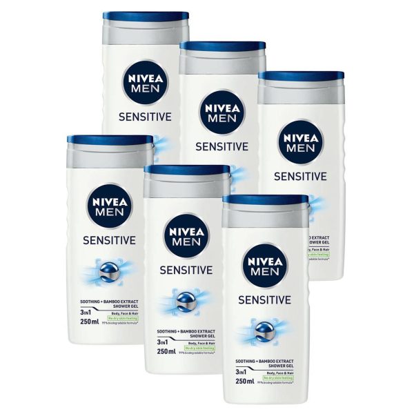 Nivea Nivea Douchegel Men - Sensitive 250 ml. 6 x Voordeelpak