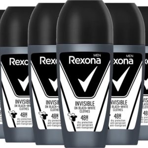 Rexona Rexona Deo Roll-on Men - Invisible Black & White 50 ml. 6 x Voordeelpak