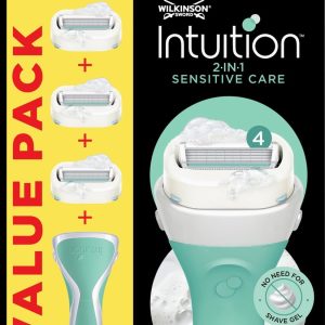 Wilkinson Wilkinson Sword Intuition 2-in-1 Sensitive Care - Scheermes - Voordeelverpakking - Navulmesjes 3 stuks - met Houder